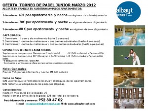 Oferta alojamiento para jugadores/as inscritos