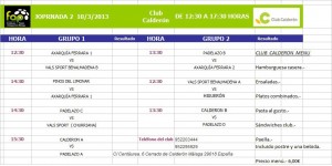 Horarios de la II Jornada de la Liga Femenina de la FAP. horarios II Jornada Liga FAP 3 categoria grupo 2