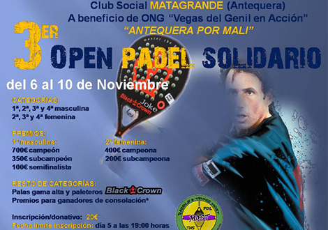 cartel III Open Benéfico del club Matagrande Antequera noviembre 2013