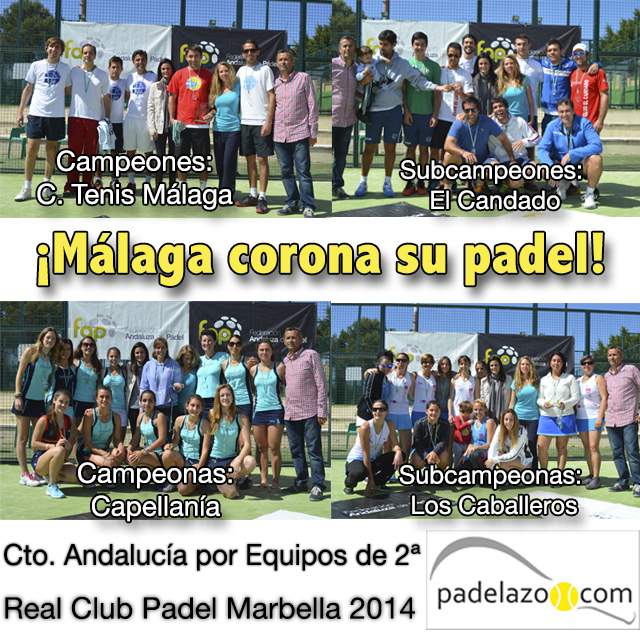 campeones y subcampeones campeonato andalucia padel equipos 2 categoria marbella marzo 2014