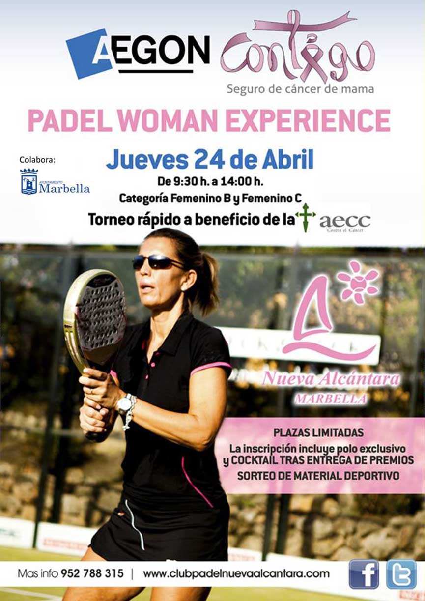 cartel torneo aegon padel woman experiencie nueva alcantara marbella abril 2014