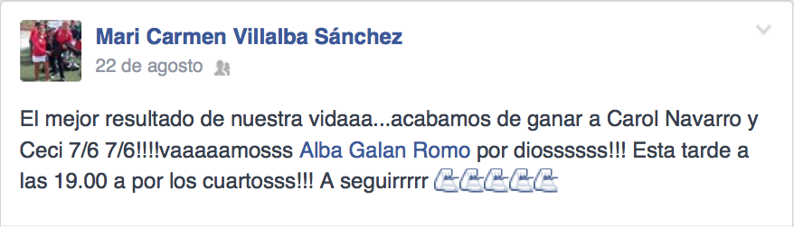 Así anunció Mari Carmen Villalba su victoria ante Carolina Navarro en La Nucía.