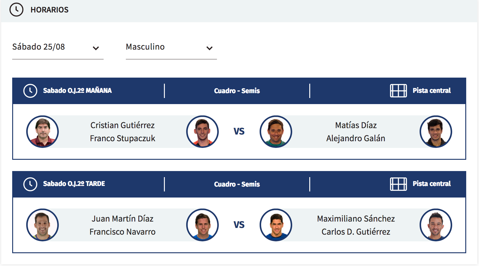 horarios semifinales masculinas wpt andorra open 2018