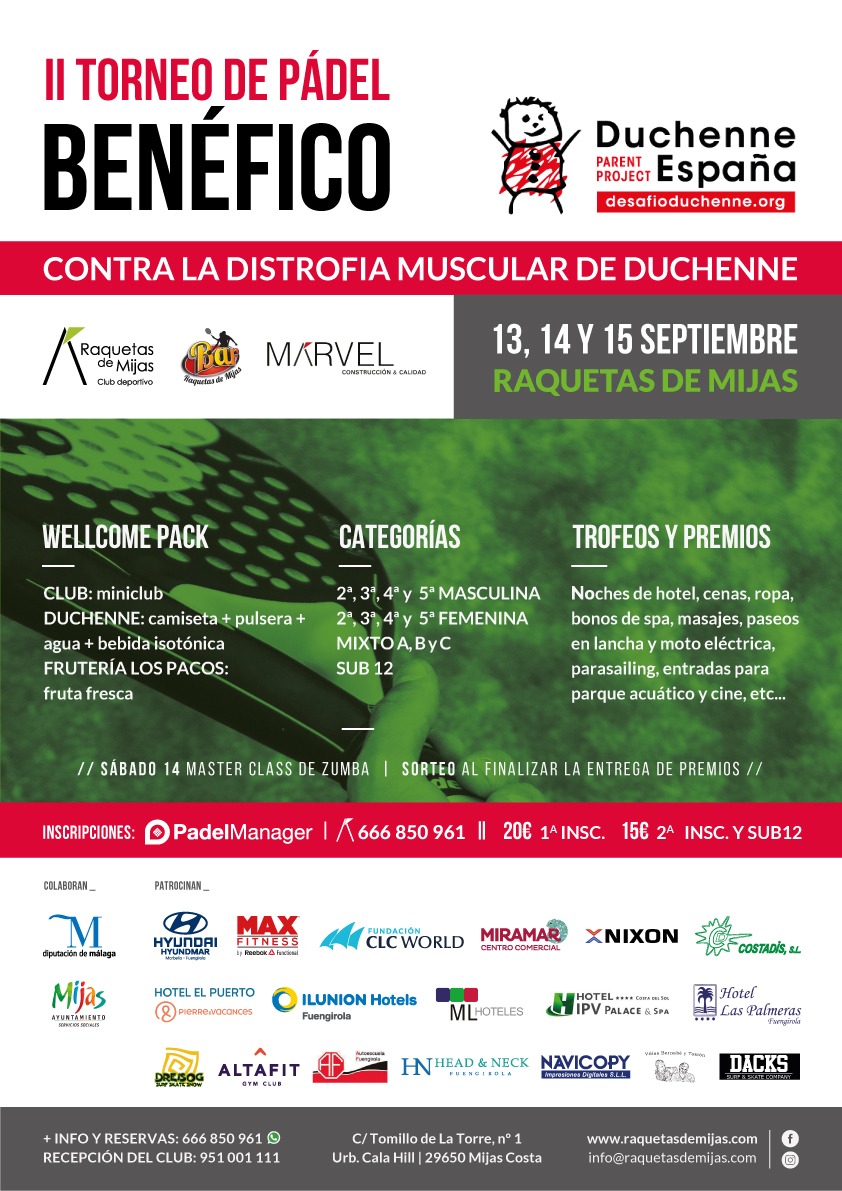 Cartel Torneo Benefico Padel Desafio Duchenne 2019