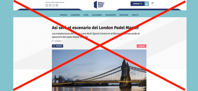 World Padel Tour cancela el Master de Londres 2019