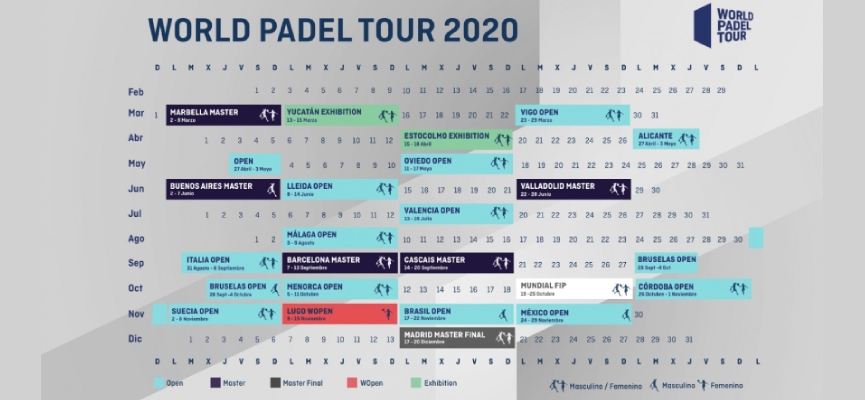 Calendario oficial World Padel Tour 2020