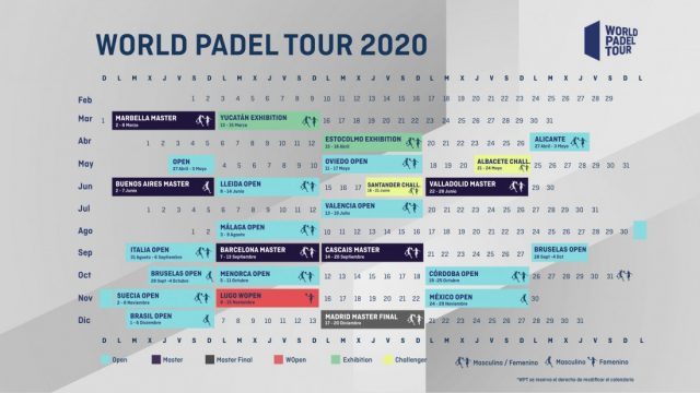 World Padel Tour cambia su calendario de torneos por el Mundial de Pádel 2020